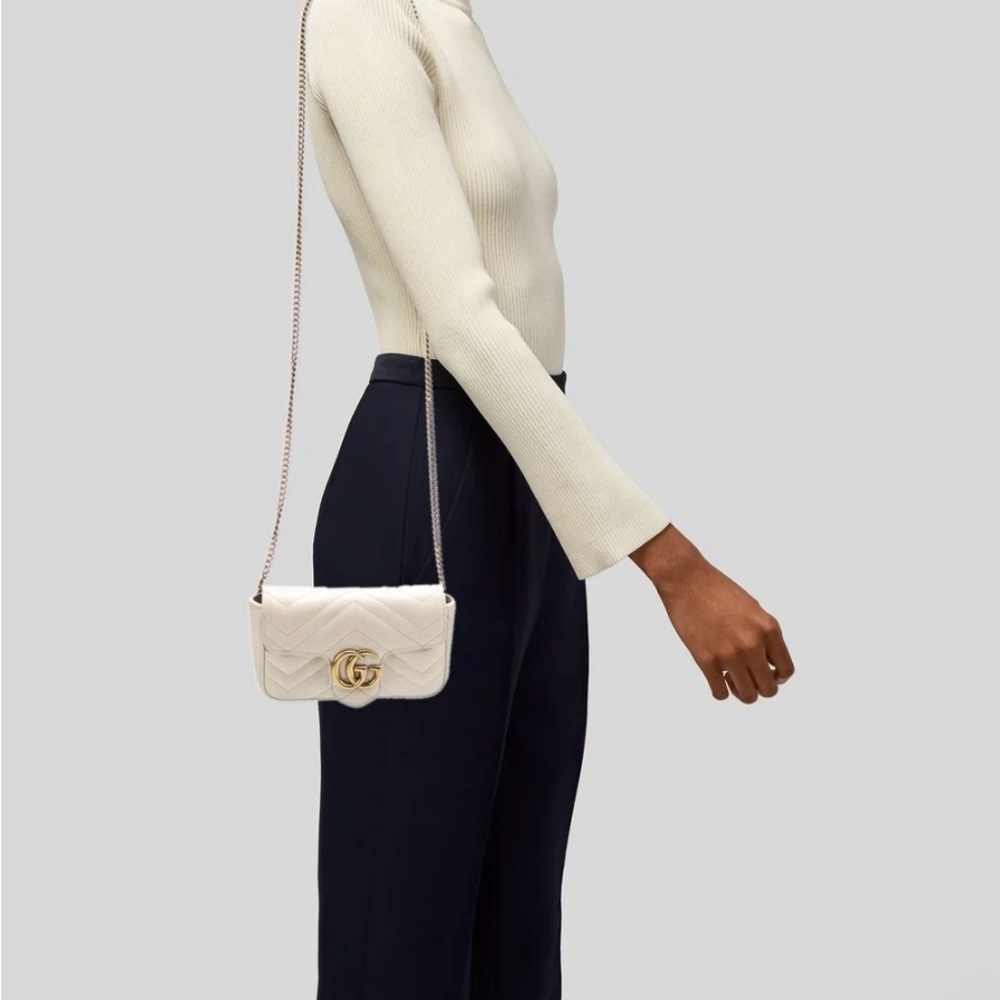 Gucci Cream Leather Crossbody Bag with Gold Accent